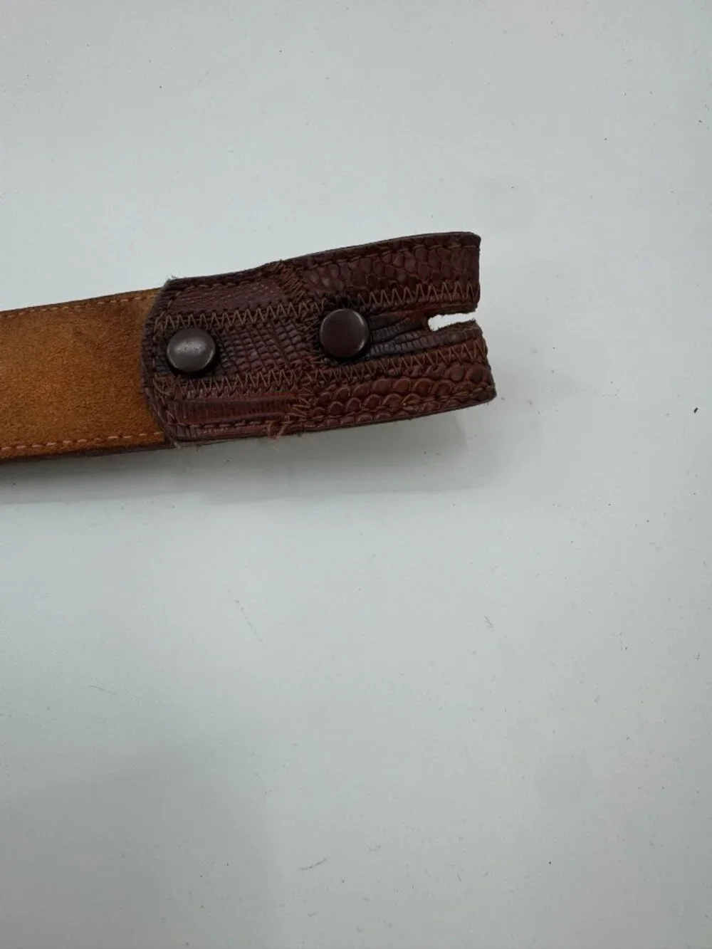 Nocona USA Genuine Lizard Leather Belt Strap Brown Size 32  Vintage Style